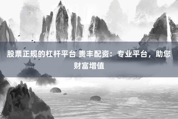 股票正规的杠杆平台 贵丰配资：专业平台，助您财富增值