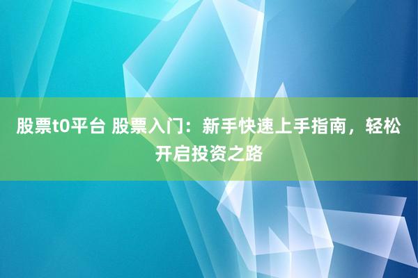 股票t0平台 股票入门：新手快速上手指南，轻松开启投资之路
