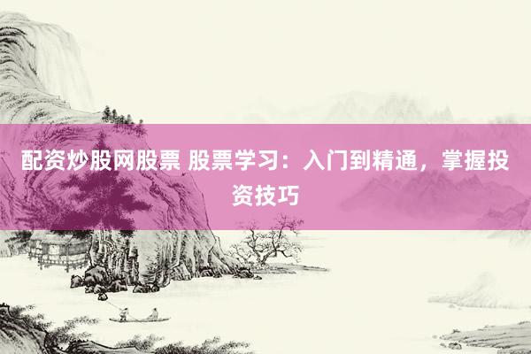 配资炒股网股票 股票学习：入门到精通，掌握投资技巧