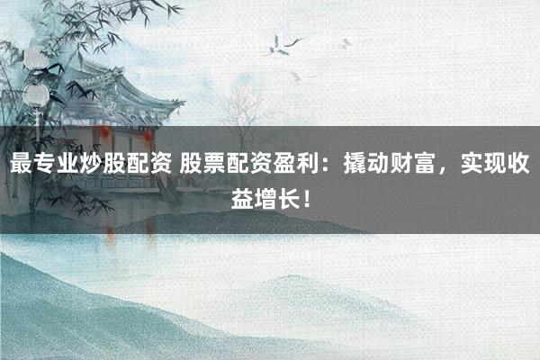 最专业炒股配资 股票配资盈利：撬动财富，实现收益增长！
