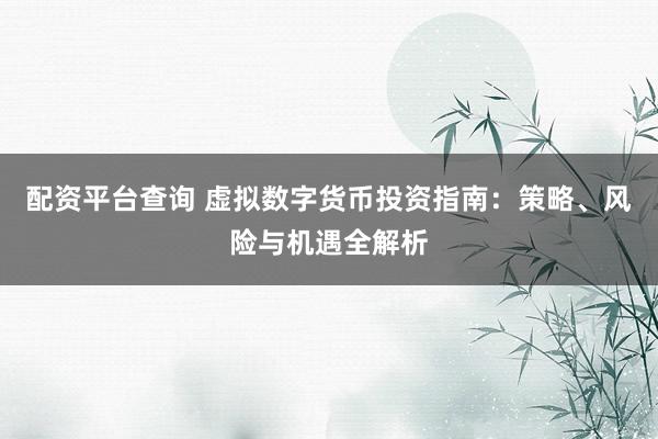 配资平台查询 虚拟数字货币投资指南：策略、风险与机遇全解析