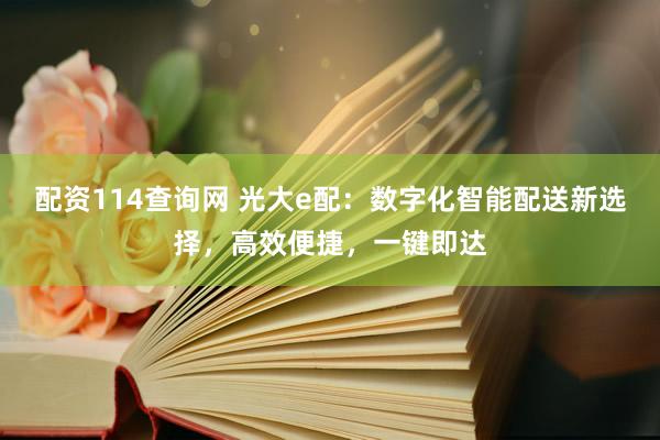 配资114查询网 光大e配：数字化智能配送新选择，高效便捷，一键即达