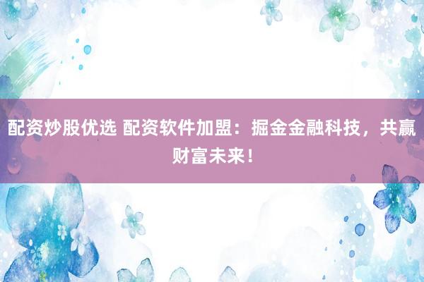 配资炒股优选 配资软件加盟：掘金金融科技，共赢财富未来！