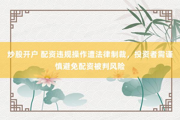 炒股开户 配资违规操作遭法律制裁，投资者需谨慎避免配资被判风险