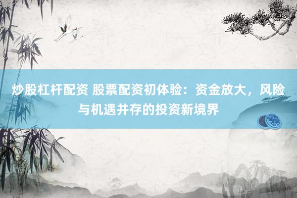 炒股杠杆配资 股票配资初体验：资金放大，风险与机遇并存的投资新境界