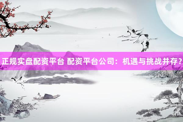正规实盘配资平台 配资平台公司：机遇与挑战并存？