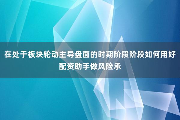 在处于板块轮动主导盘面的时期阶段阶段如何用好配资助手做风险承