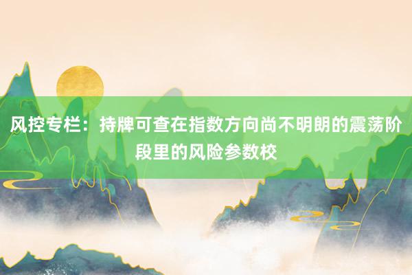 风控专栏：持牌可查在指数方向尚不明朗的震荡阶段里的风险参数校