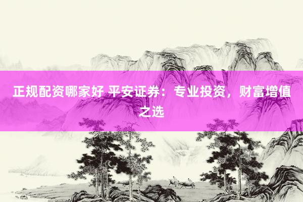 正规配资哪家好 平安证券：专业投资，财富增值之选