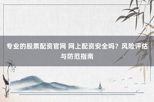 专业的股票配资官网 网上配资安全吗？风险评估与防范指南