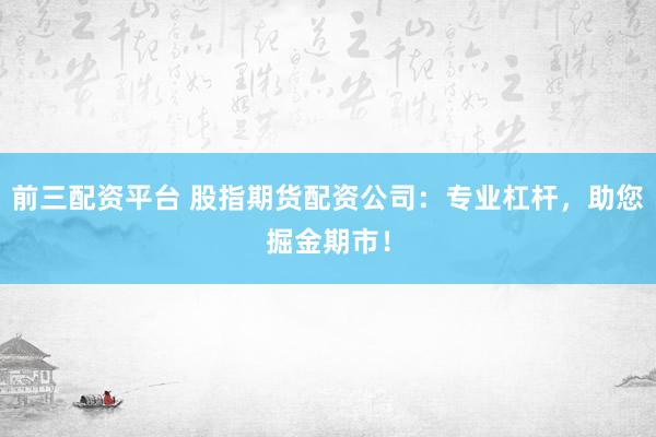 前三配资平台 股指期货配资公司：专业杠杆，助您掘金期市！