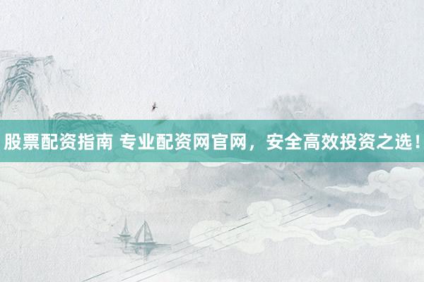 股票配资指南 专业配资网官网，安全高效投资之选！
