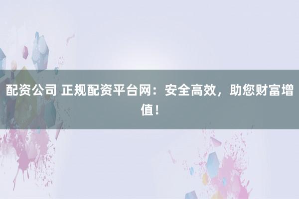 配资公司 正规配资平台网：安全高效，助您财富增值！